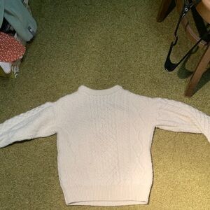 Aran Crafts Ivory Cable Knit WOOL Turtleneck Sweater